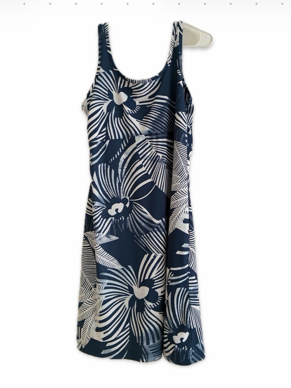 Navy Floral Scoop-Neck One-Piece Swim Dress fits 38DD, 40” bust